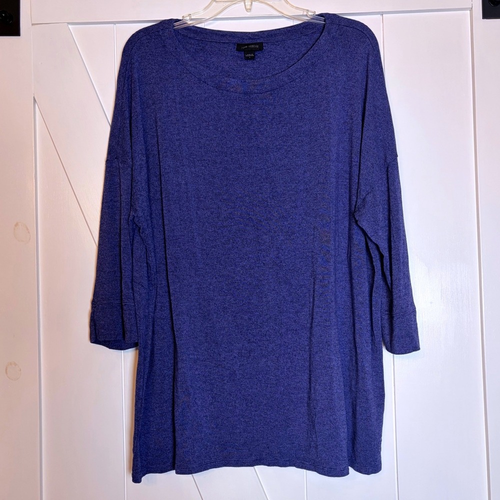 J. Jill Wearever Purple Space Dye Tunic Top 3/4 Sleeve Large KTP213991